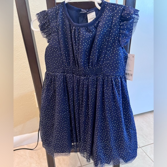 NWT- Carter's Blue and Gold Sparkle Dress (24m) - Picture 5 of 9